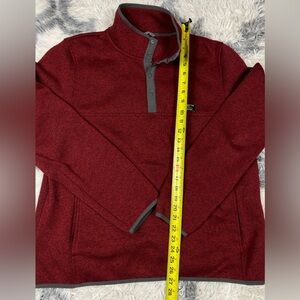 LL BEAN Snap Up Sweater Fleece Pullover Men’s L REG Maroon Red